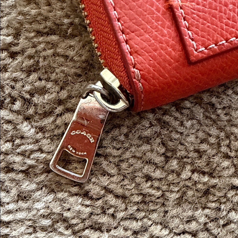 Coach Orange Zip-Around Leather Wallet - Picture 4 of 7